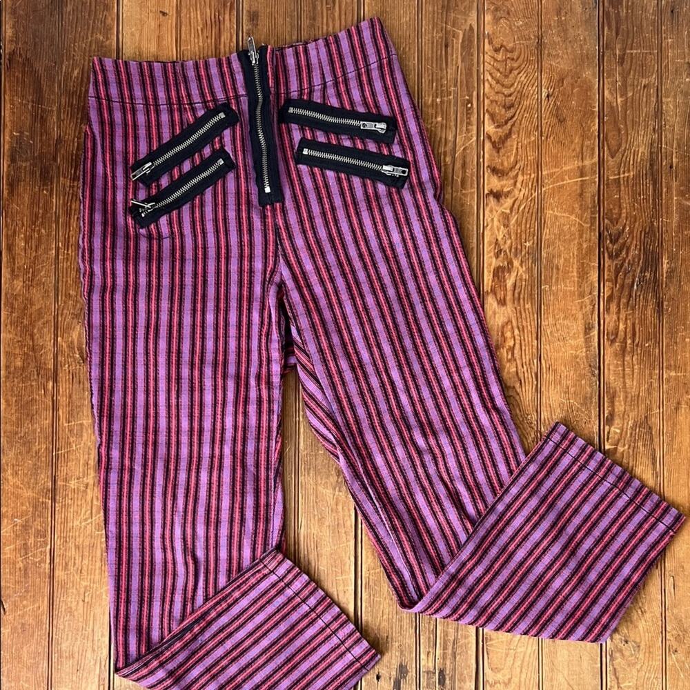 Silence + Noise women’s pants Urban Outfitters Striped Pants with Zipper Details